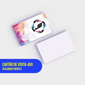 Cartão de Visitas Colorido Frente 4x0 Couchê 250g 48x88mm 4x0 Verniz Total Frente Corte Reto 